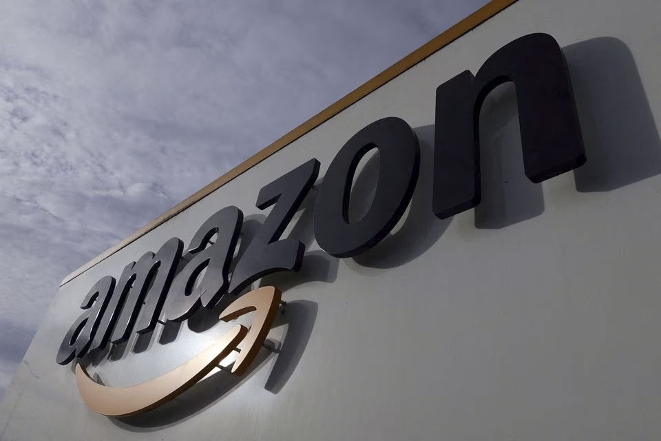 Amazon logo on warehouse building